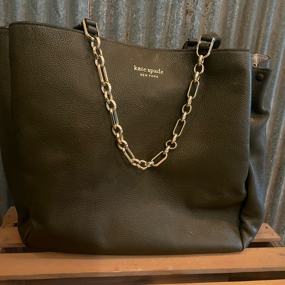 Kate Spade Black Tote Bag with Chunky Chain Handle